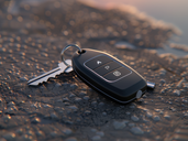 car key on wet rock 