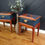 Thumbnail: Pair of Stag Minstrel Leggy Bedside Tables with Hand-Painted Geometric design