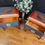 Thumbnail: Pair of Stag Minstrel Leggy Bedside Tables with Hand-Painted Geometric design