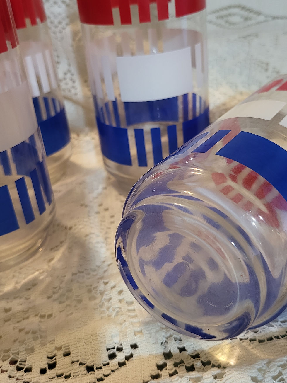 Thumbnail: VINTAGE PATRIOTIC RED WHITE & BLUE LIBBEY DRINKING GLASSES