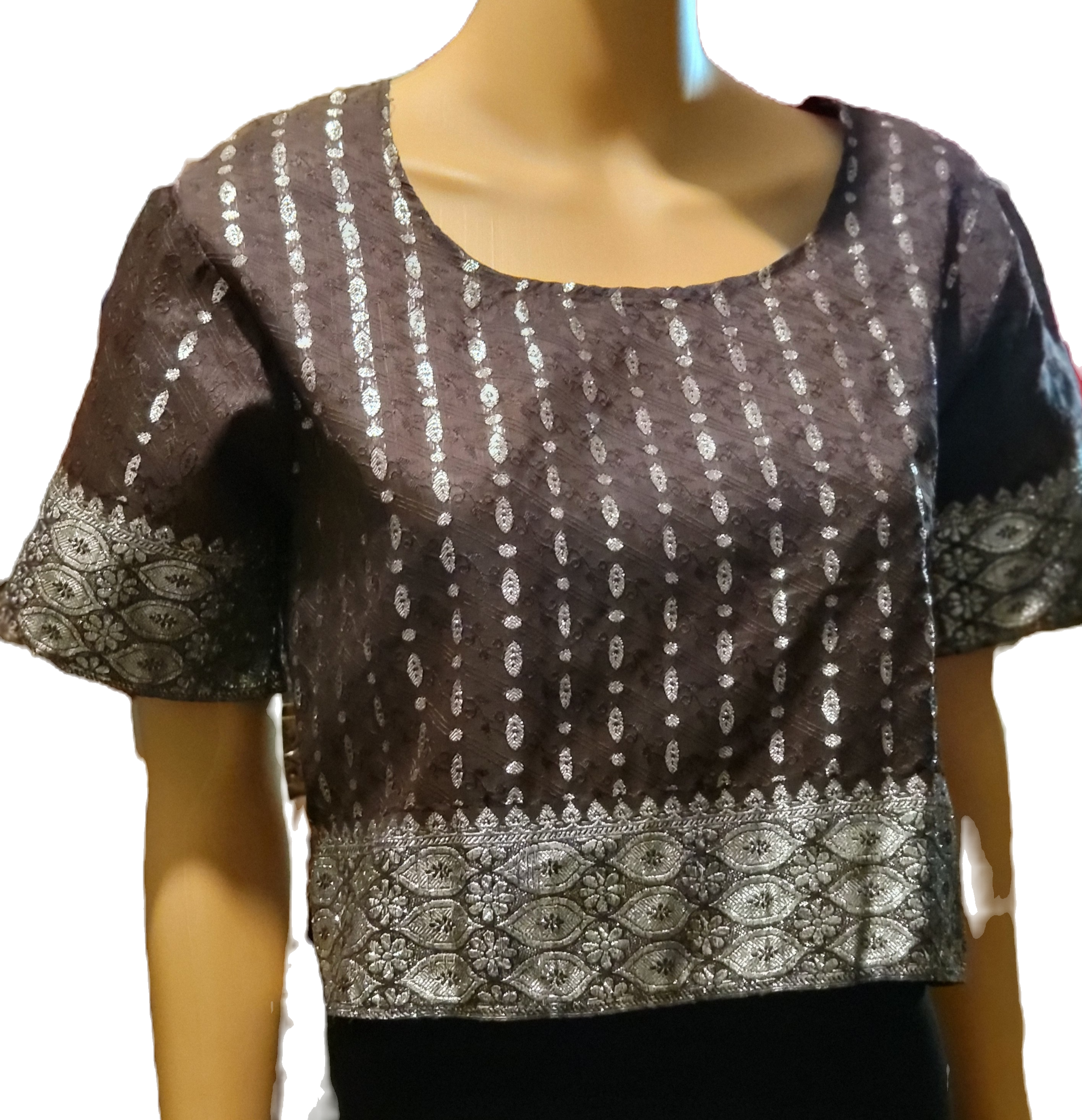Vintage Pure Silk Saree Crop Top