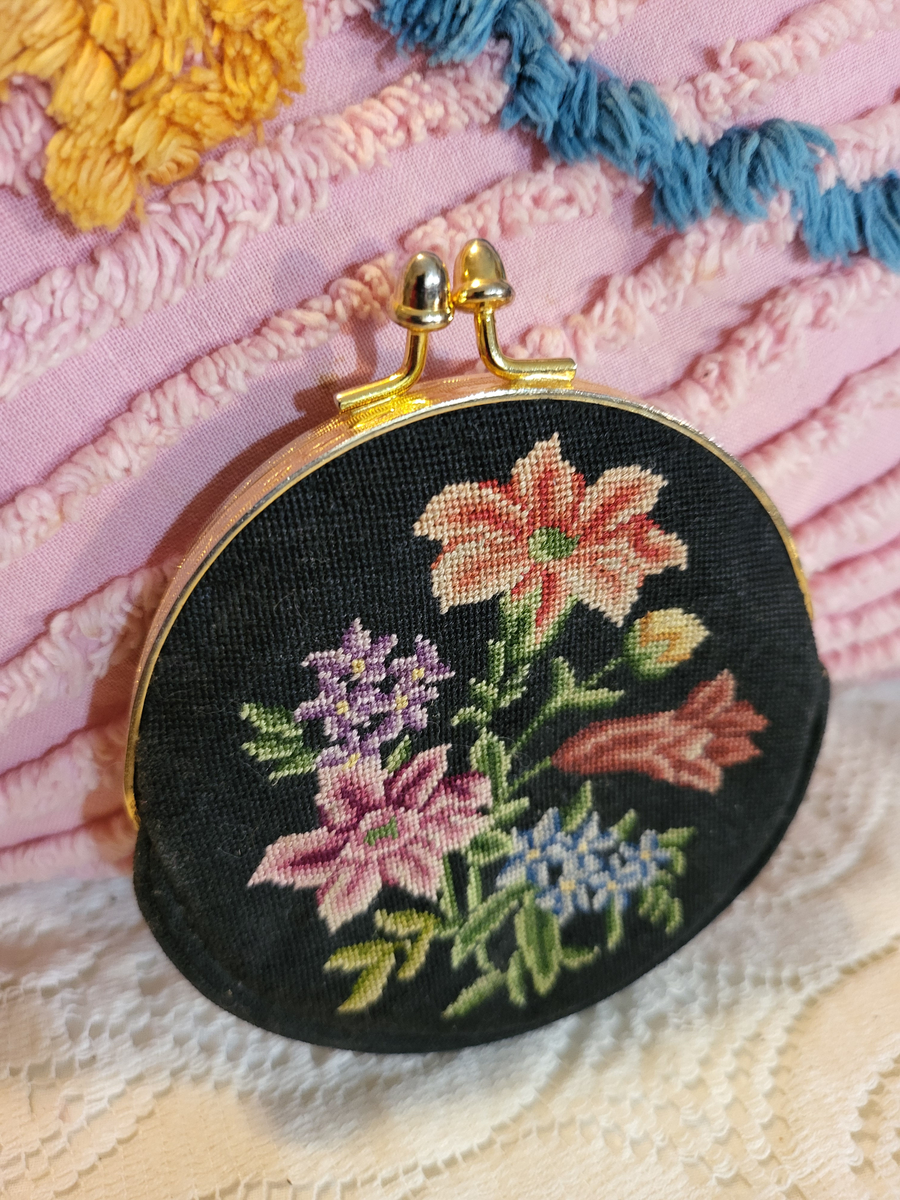 Vintage Petit Point Style Coin Purse