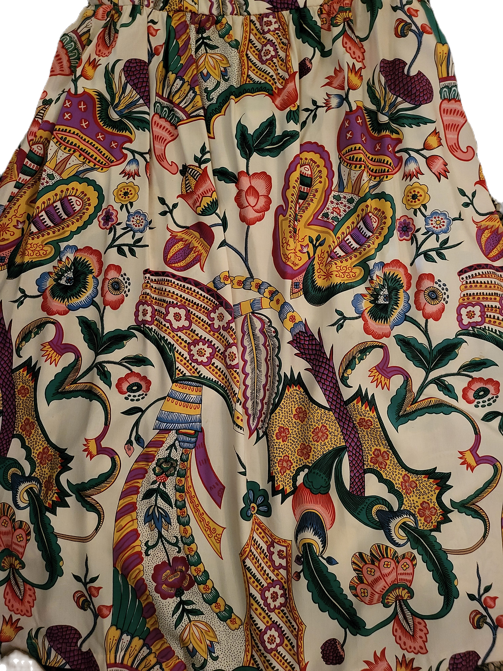Thumbnail: 1980s Adrienne Vittadini Silk Print Strapless Dress