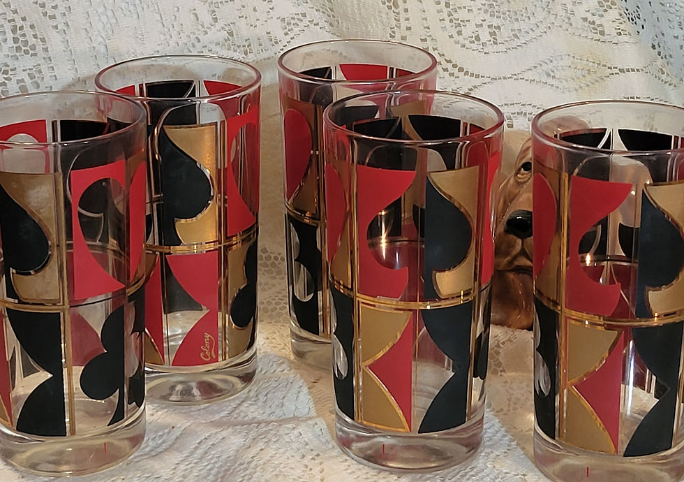 Thumbnail: MC Colony Poker Playing Card Highball Drinking Glasses/Set of 6