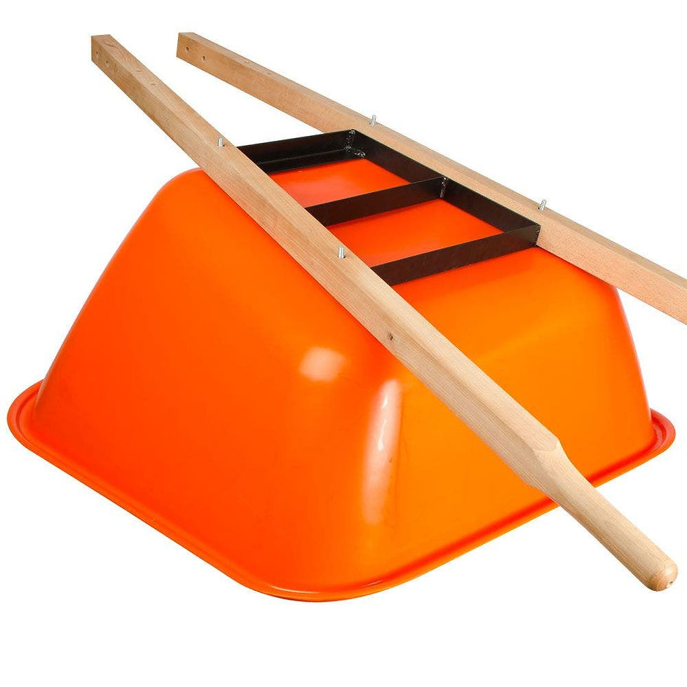 Thumbnail: 10CF Poly Tray Flat Free Narrow Wheelbarrow with Wood Handles