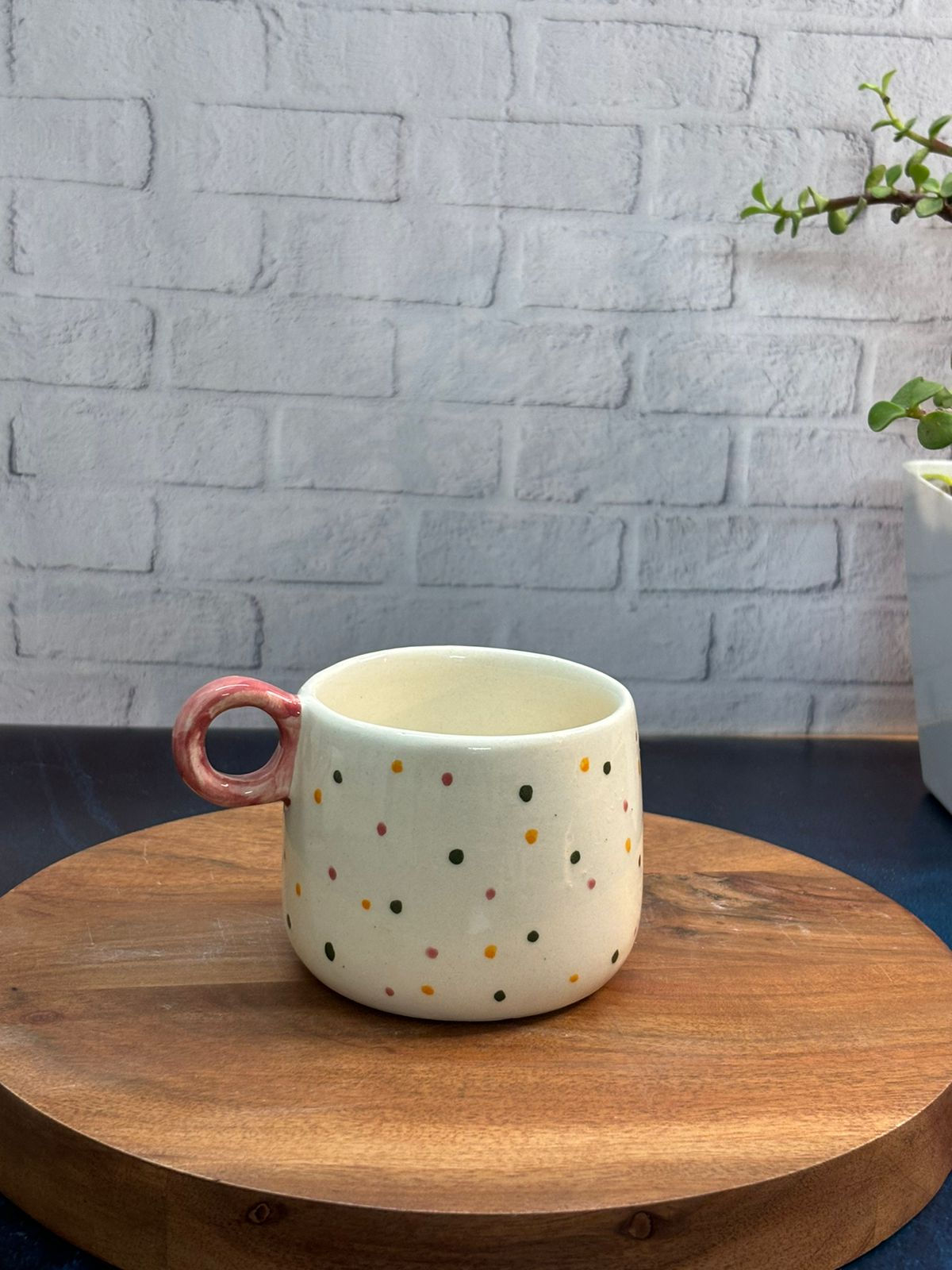 HOC- MULTI-COLOUR POLKA DOTS COFFEE MUGS (SET OF 2)