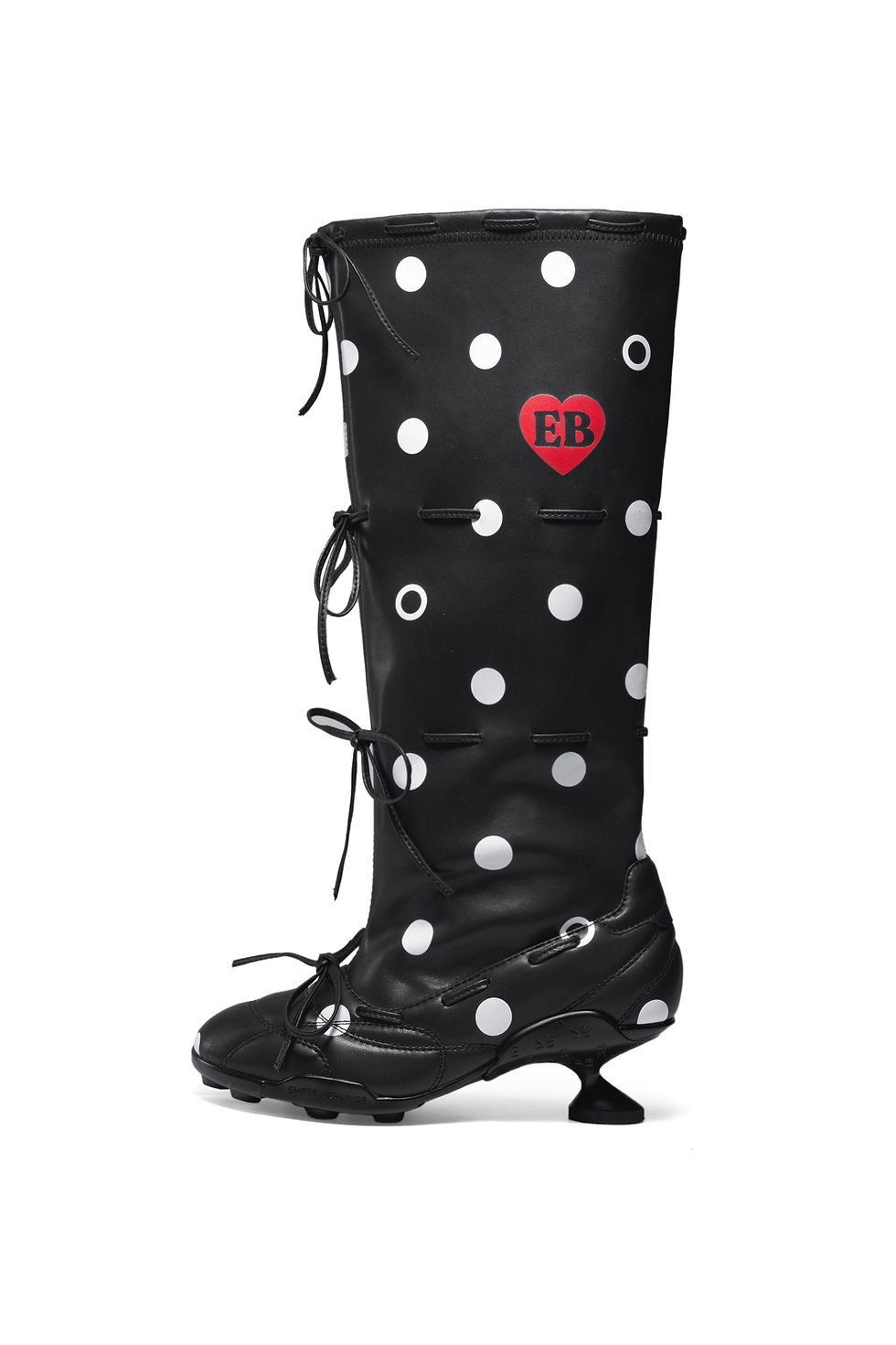 Thumbnail: Black Polka Dot Strapped Ballet Boots