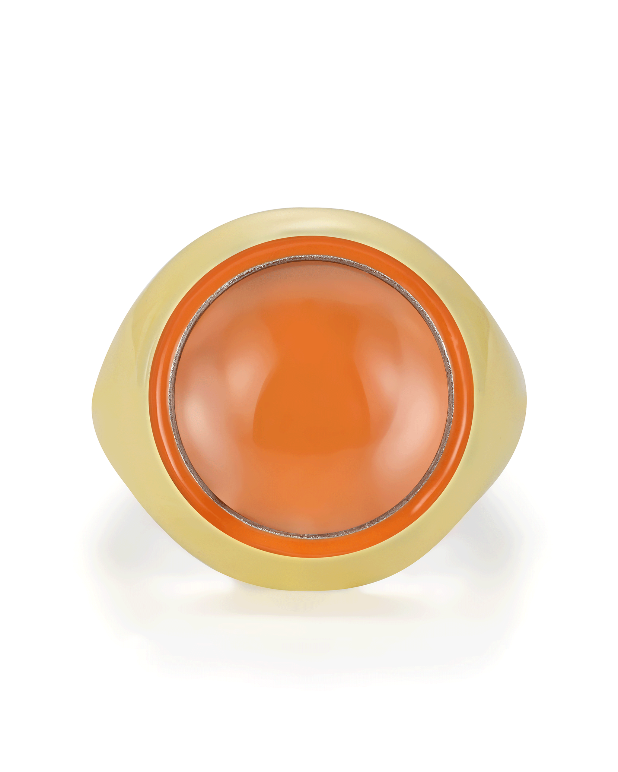 Yellow signal ball white crystal ring