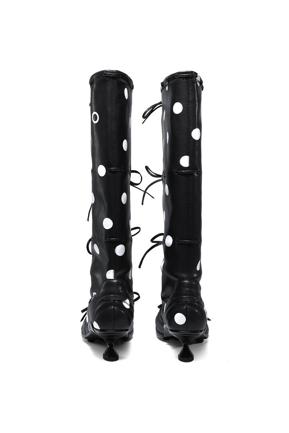 Thumbnail: Black Polka Dot Strapped Ballet Boots
