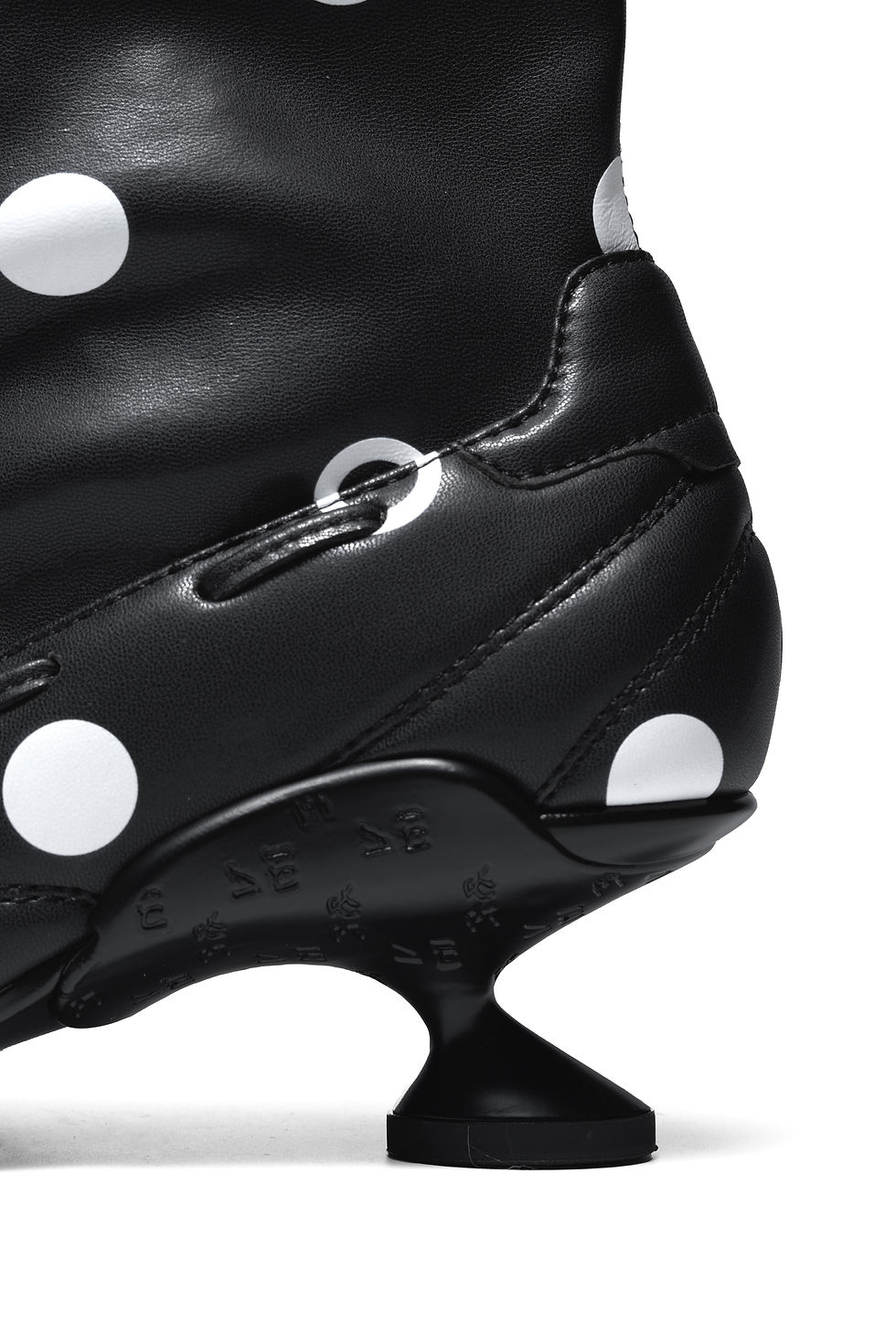 Thumbnail: Black Polka Dot Strapped Ballet Boots