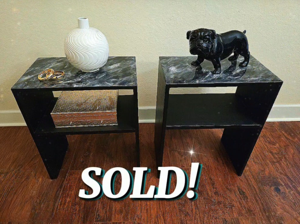 PROTOTYPE - LaDeLewis Blackstone 2-Tier Open Shelf Side Tables (pair)