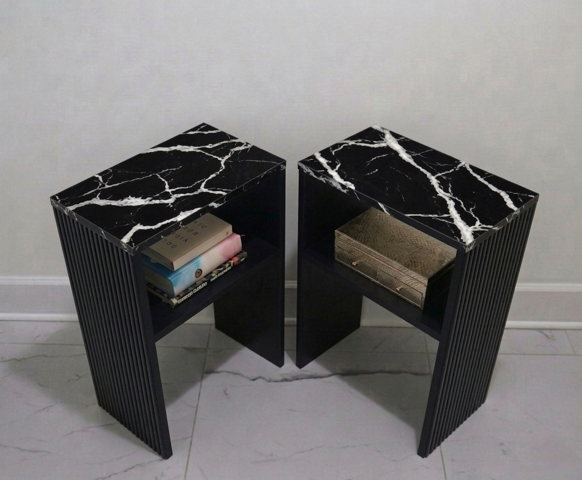 LaDeLewis Blackrock 2-Tier Open Shelf Side Tables (pair)