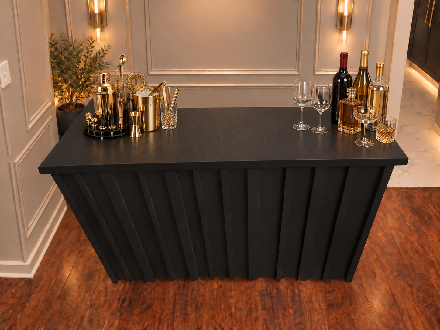 LaDeLux Foldable Bar Cart on Wheels