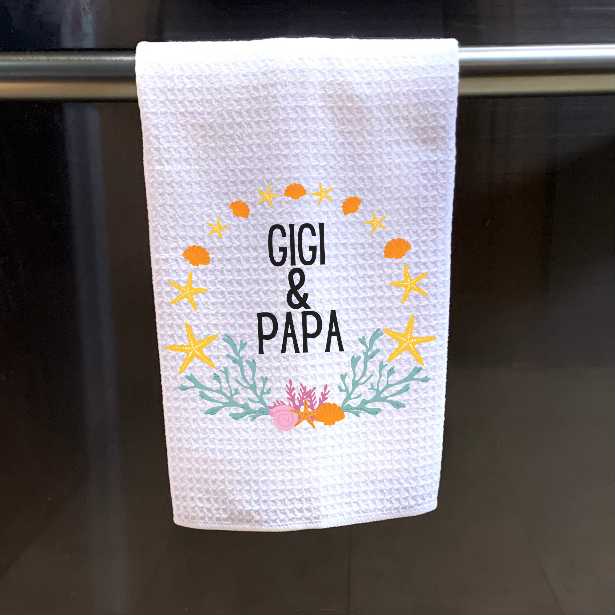 Shell Wreath Grandparent Tea Towel