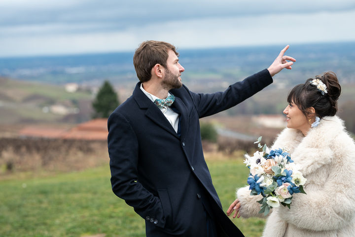 Photo de couple dans les vignes - photographe de mariage Lyon Région Rhône Alpes