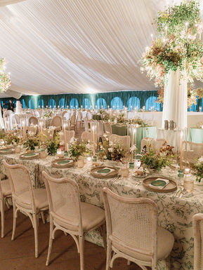 fabric in wedding tent at meadowbrook