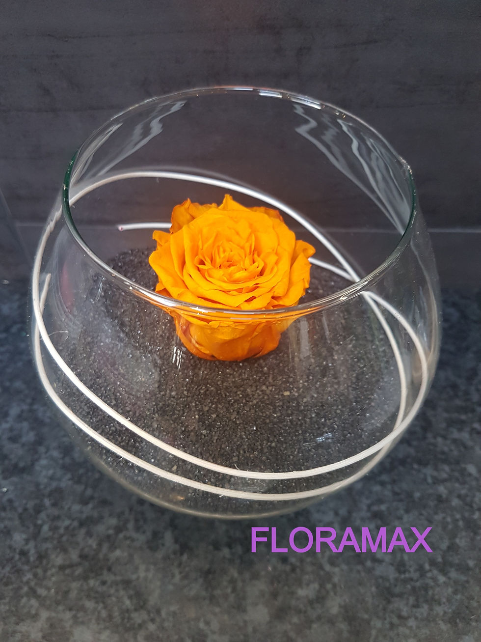 Miniature : Rose éternelle dans un vase cognac