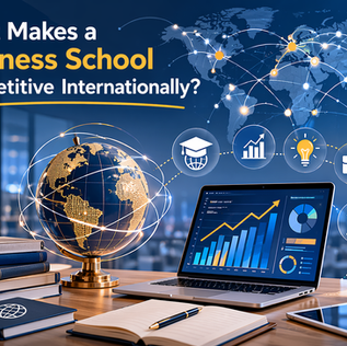 किस बात से कोई बिज़नेस स्कूल अंतरराष्ट्रीय स्तर पर प्रतिस्पर्धी बनता है?