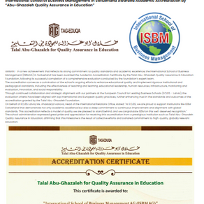 ISBM Business School in Lucerne Earns TAG-EDUQA Accreditation — A Strategic Milestone in Quality Education and Global Recognition