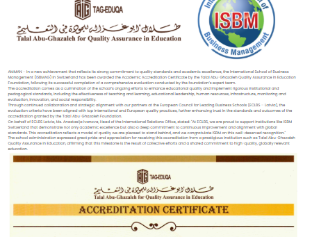 ISBM получила аккредитацию TAG-EDUQA, а ISB Academy в Дубае официально разрешена KHDA