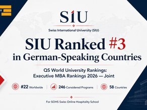 Swiss International University (SIU) Ranked #3 in German-Speaking Countries in the QS World University Rankings: Executive MBA Rankings 2026 — Joint