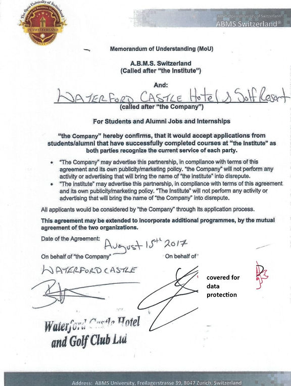 Waterford Castle Hotel, Self-catering Lodges & Golf Resort agreement.jpg