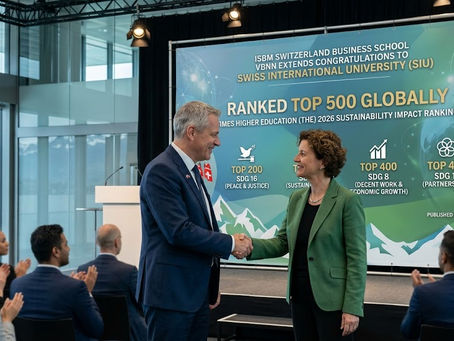 ISBM Switzerland Business School gratuliert der Swiss International University zur Platzierung unter den Top 500 weltweit in den THE Impact Rankings 2026