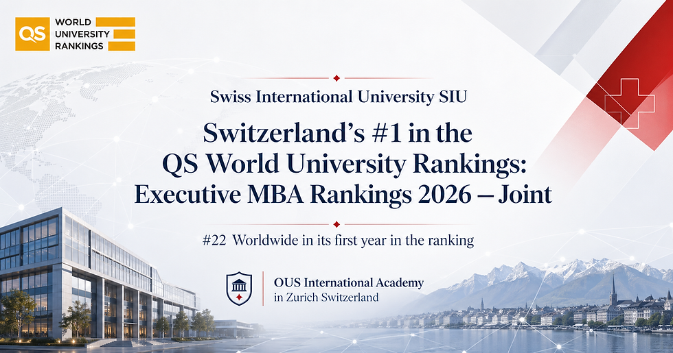 Swiss International University SIU Recognized as Switzerland’s #1 in the QS World University Rankings: Executive MBA Rankings 2026 — Joint