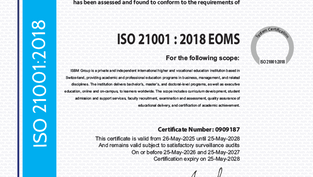 Swiss International University получила сертификат ISO 21001:2018 – Новый международный стандарт качества в образовании