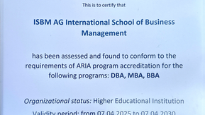 ✅ SII – स्विस इंटरनेशनल इंस्टीट्यूट दुबई, जो ISBM बिज़नेस स्कूल स्विट्ज़रलैंड का हिस्सा है, ARIA से मान्यता प्राप्त है
