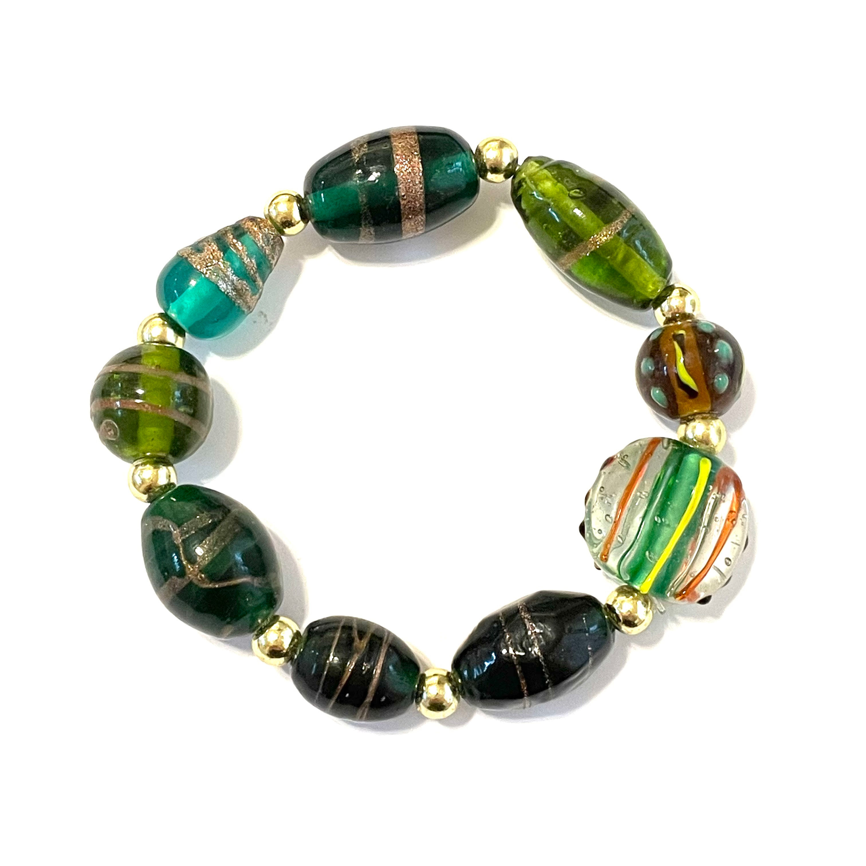 Murano Glass in Green - Elastic Bracelet