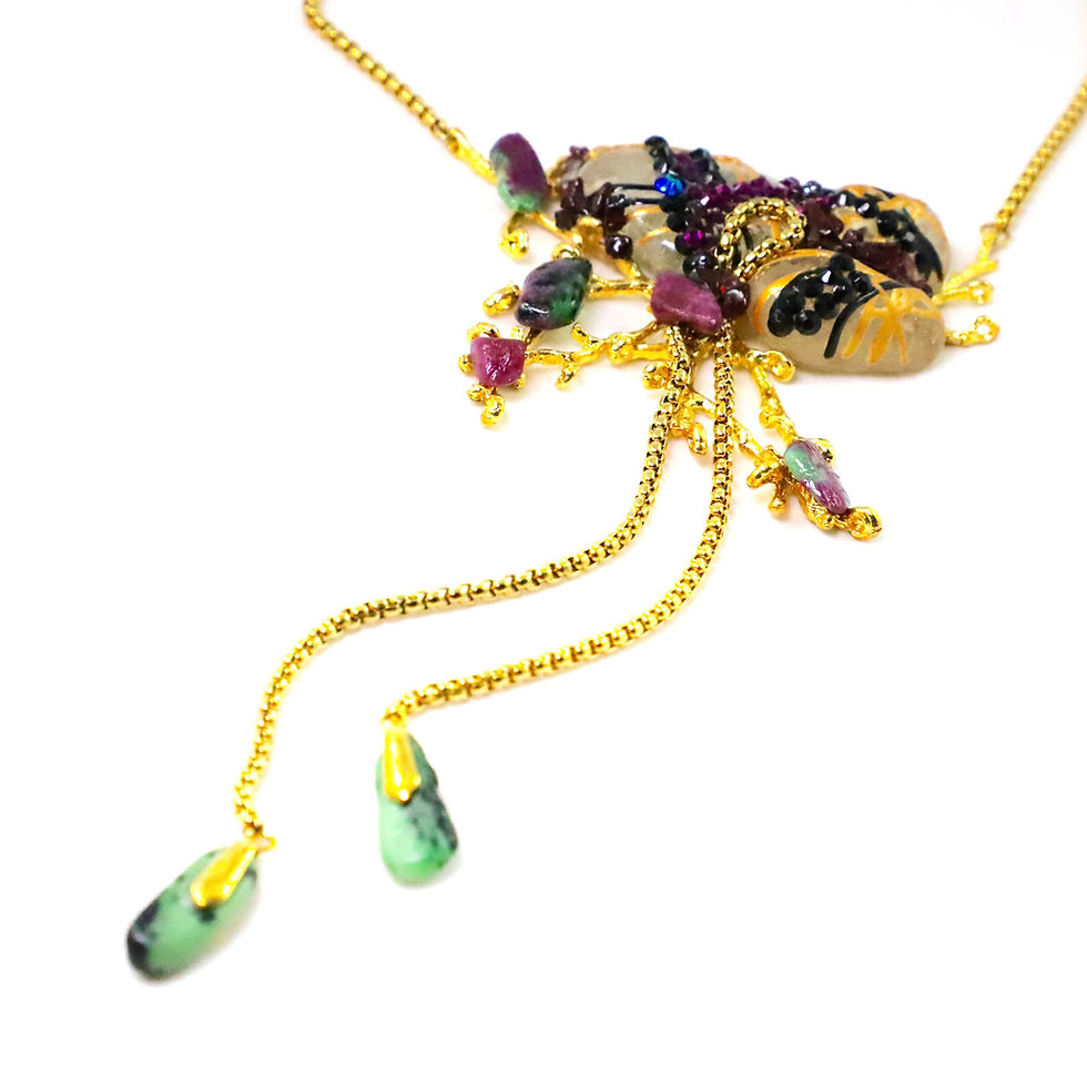 Set of 2 Pieces - Necklace and Earrings - Natural Yellow Citrine quartz Crystals