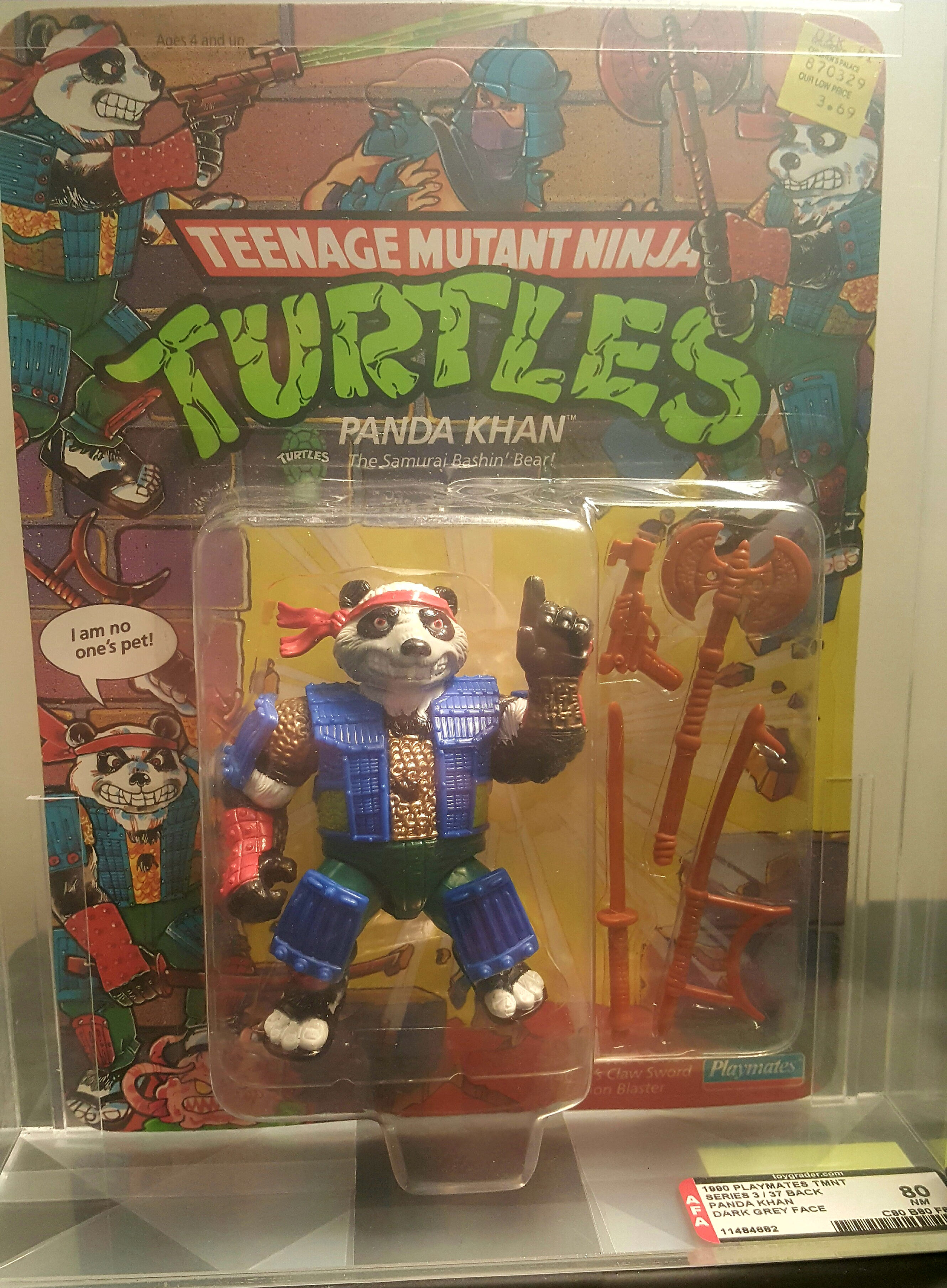 1990 Playmates TMNT 37 Back  AFA Graded 80NM Panda Khan Dark Grey Face