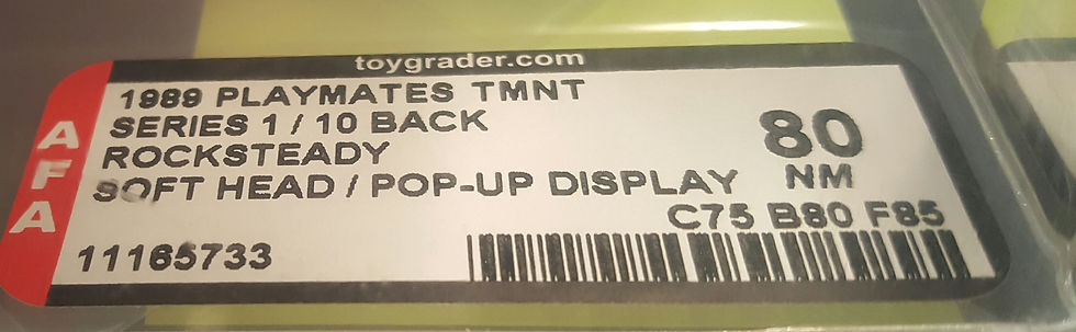 Thumbnail: 1988 Playmates TMNT 10 Back  AFA Graded 80NM Rock Steady Soft Head Pop Up Disp