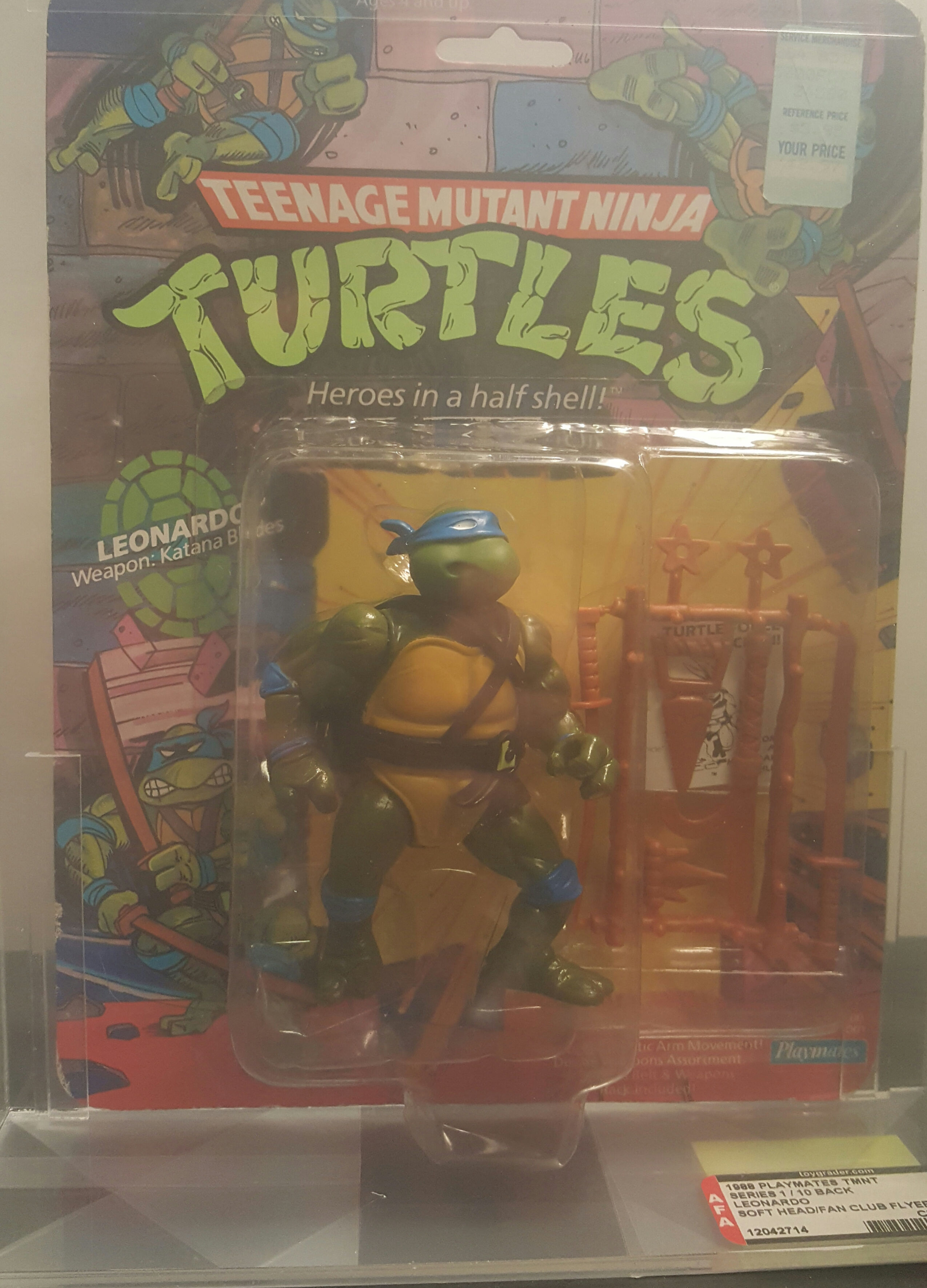1988 Playmates TMNT 10 Back  AFA Graded 75Ex+NM Leonardo Soft Head Fan Club