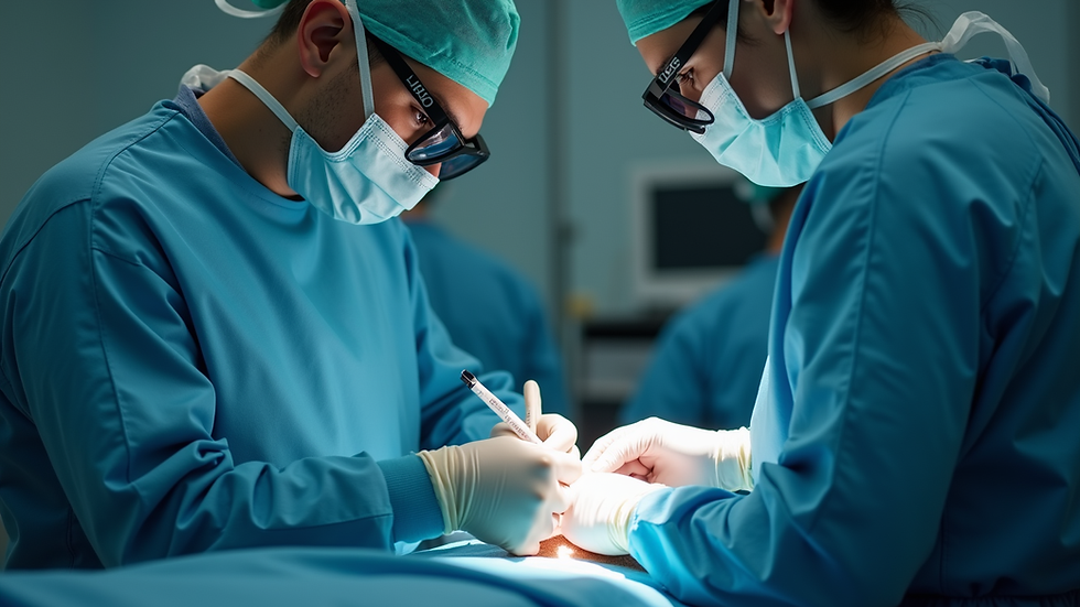Close-up view of a surgeon performing minimally invasive glaucoma surgery