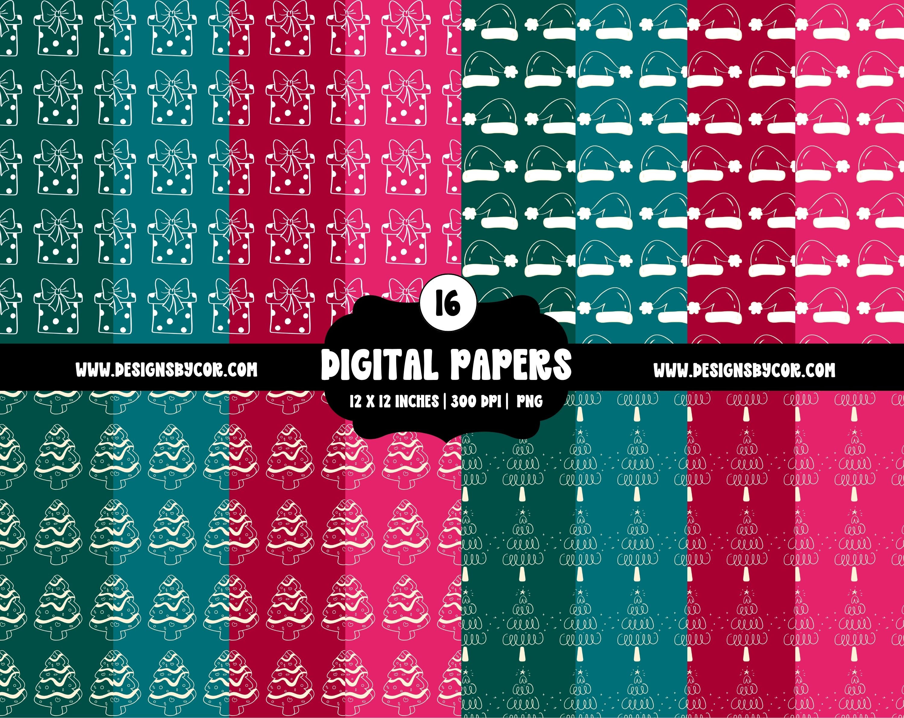 Christmas Digital Paper | Design Elements And Clipart | Digital Download