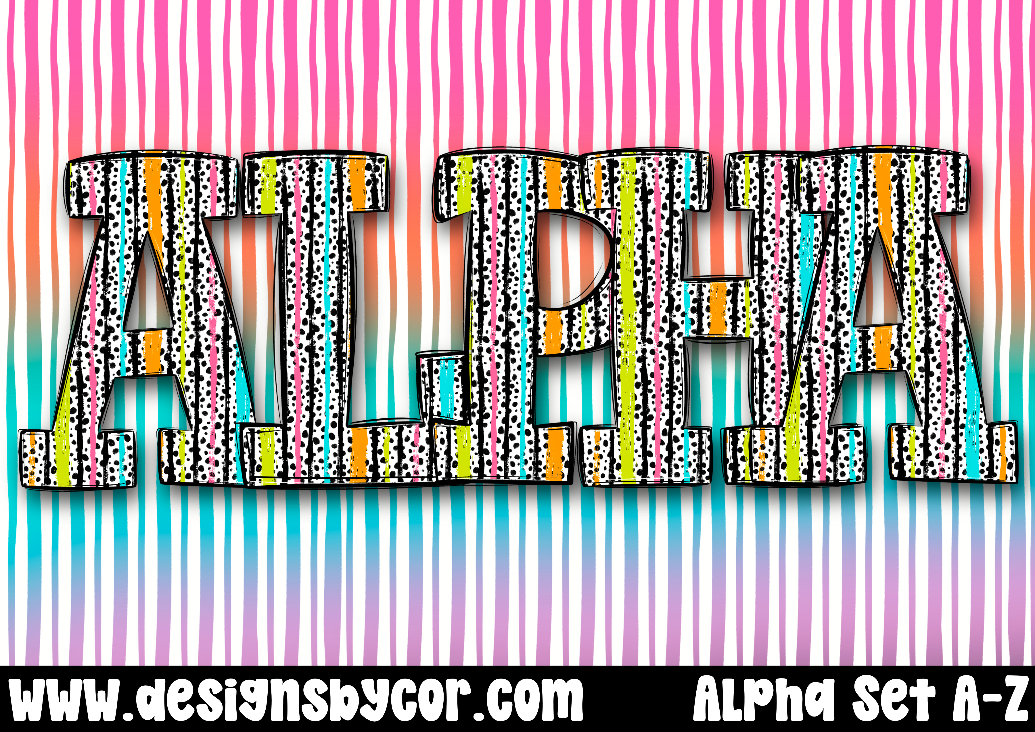 Stripe Dotty Alpha | Letters A-Z | Digital Download