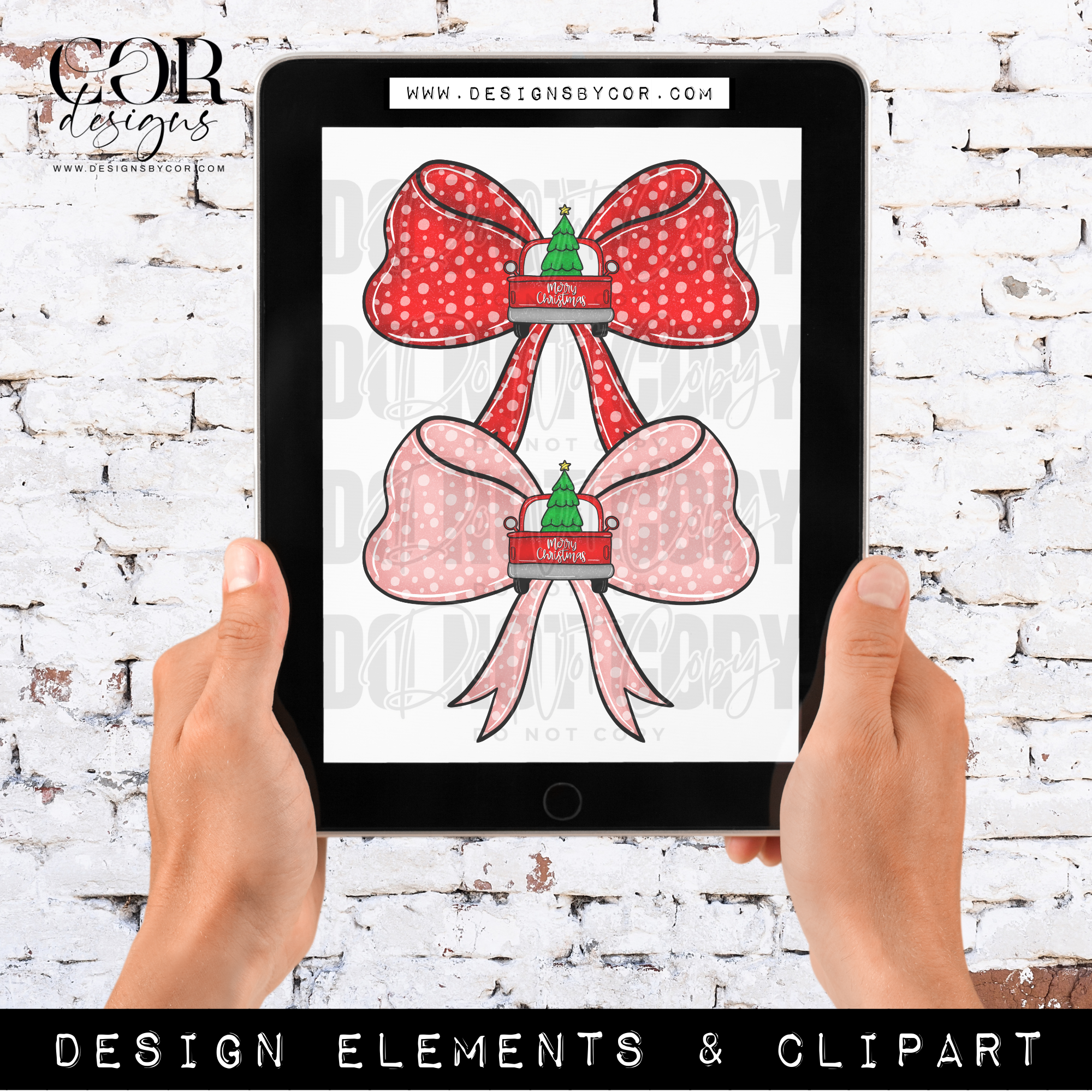 Christmas Truck Bow Bundle | Design Elements And Clipart | Digital Download