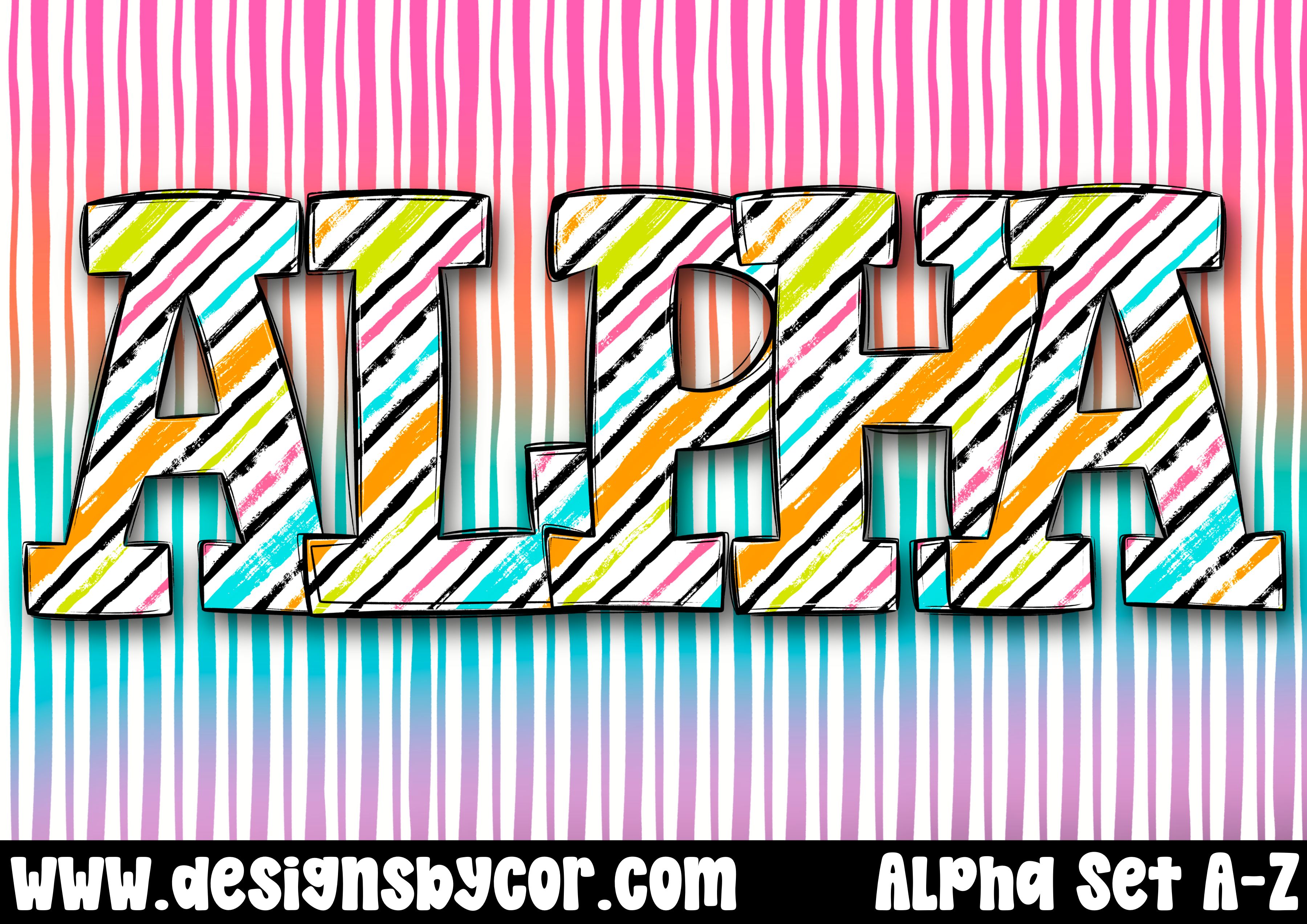 Colorful Stripe Alpha | Letters A-Z | Digital Download