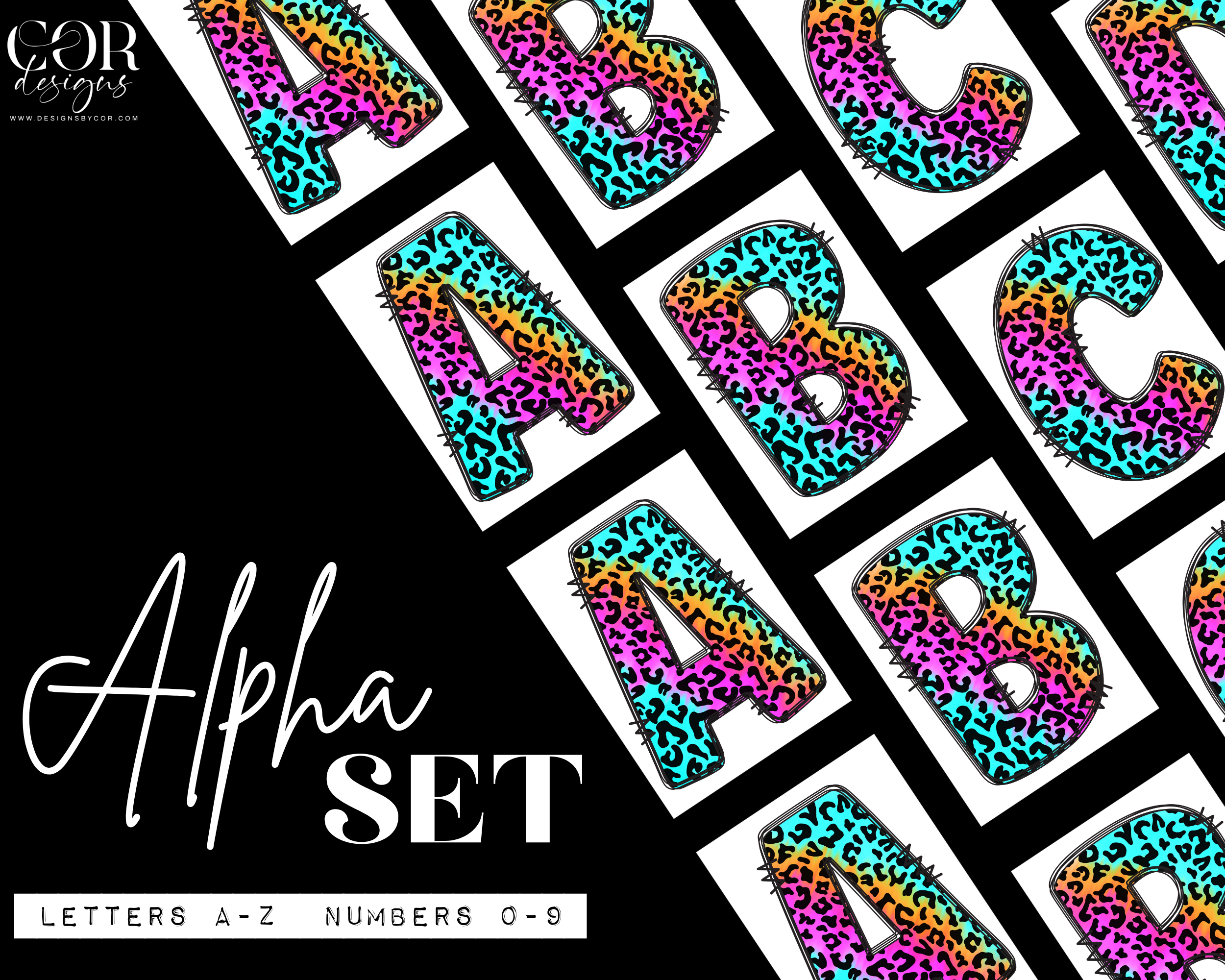 Animal Print Alpha Set | Letters A-Z Numbers 0-9 | Digital Download