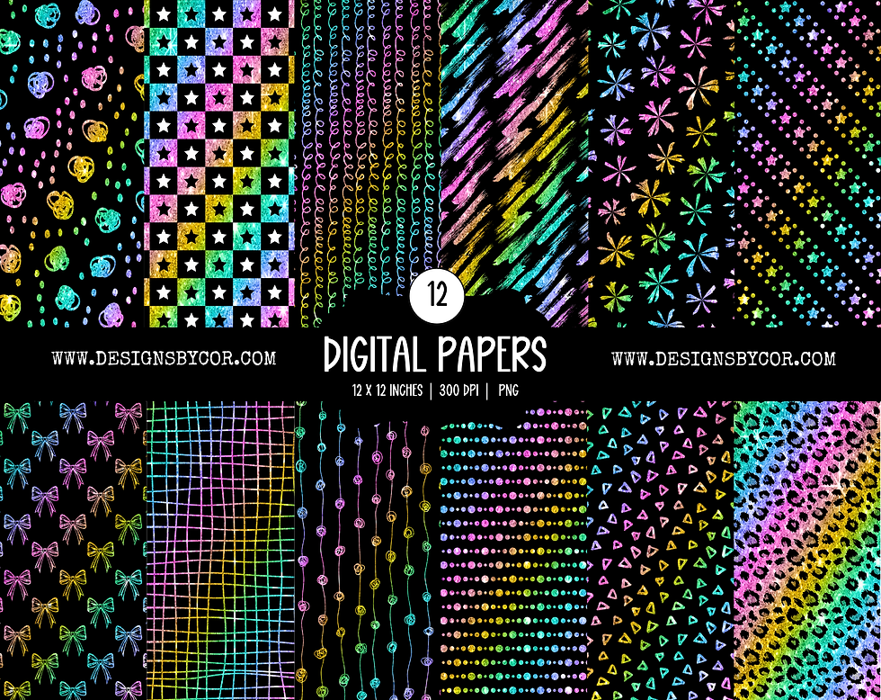 Colorful Glitter Digital Paper | Design Elements And Clipart | Digital Download