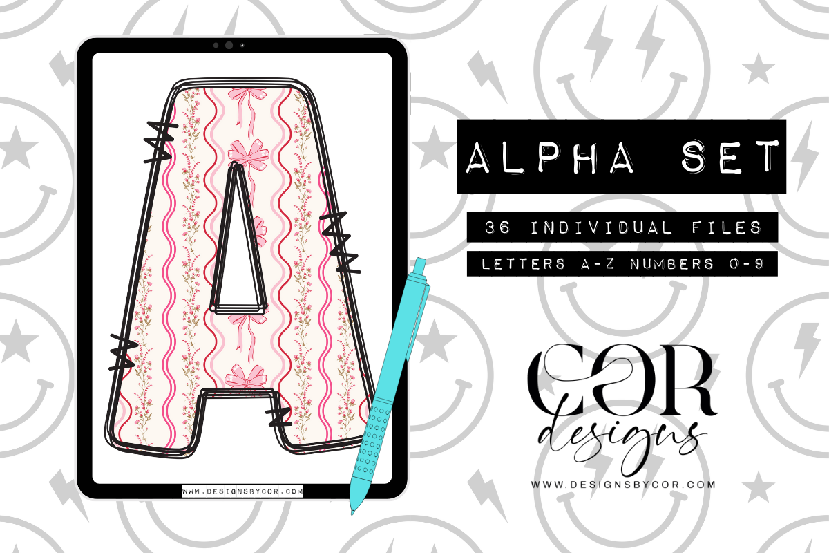 Bow Alpha Set | Letters A-Z Numbers 0-9 | Digital Download