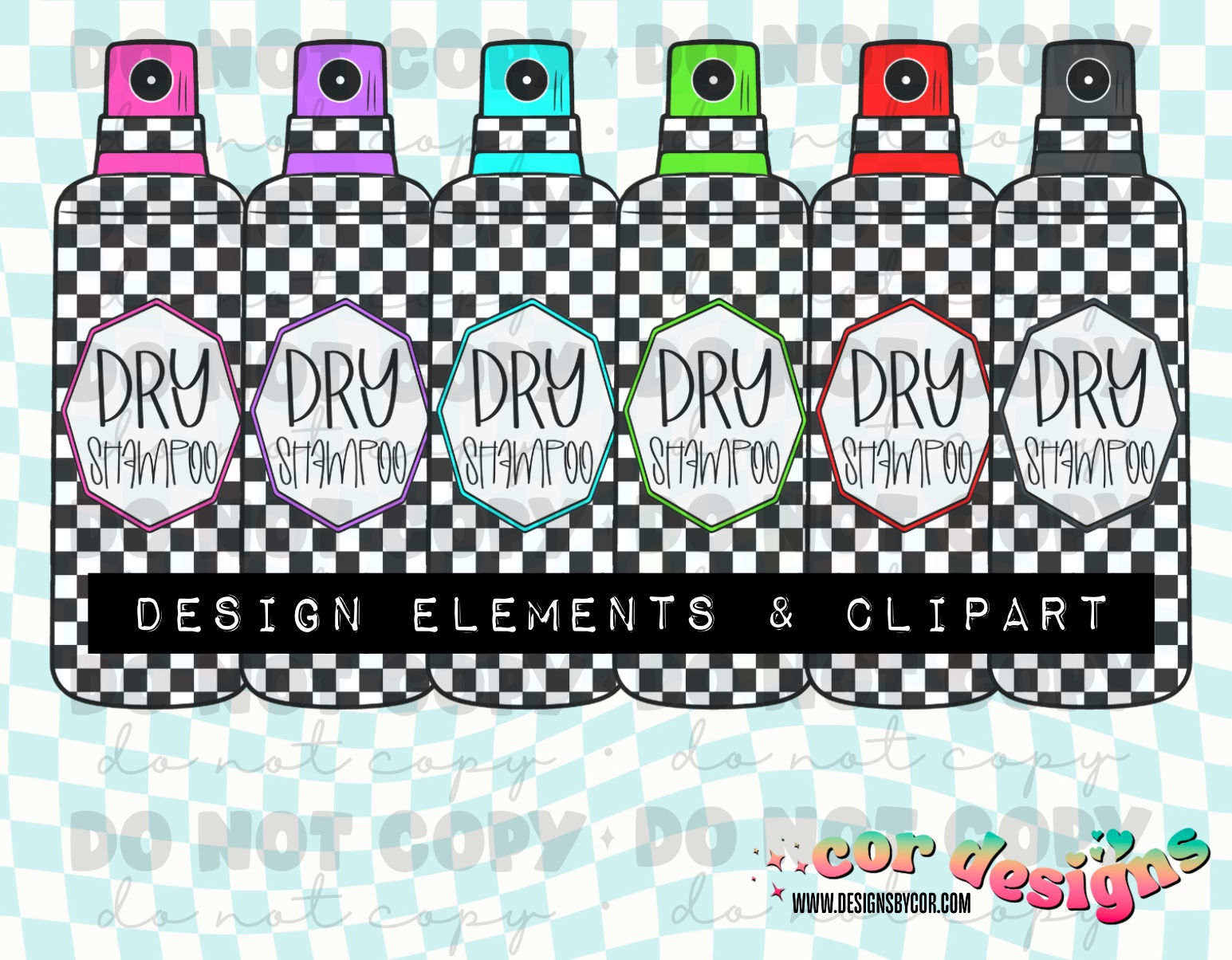 Checkered Dry Shampoo Design Element Bundle | Digital Download