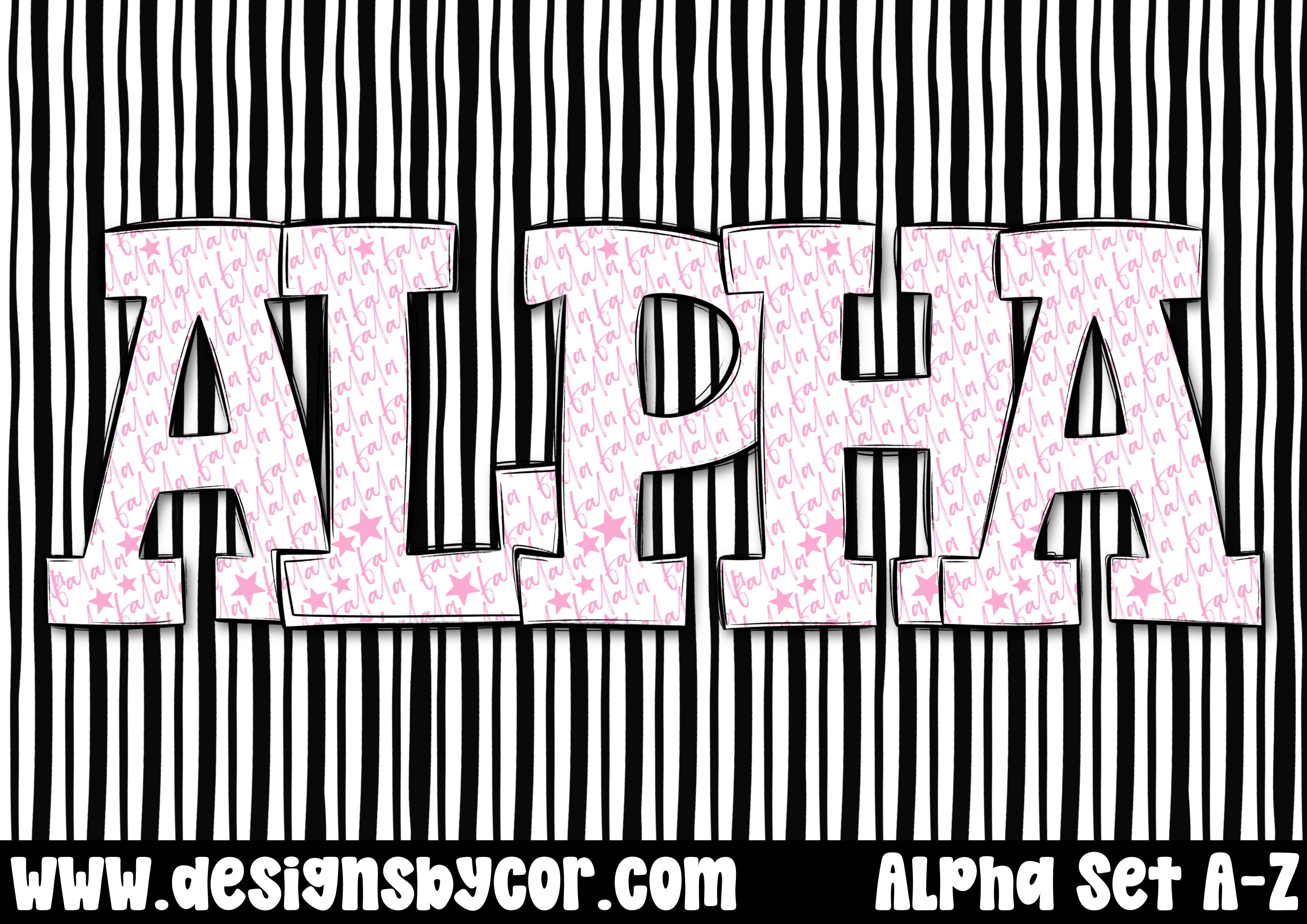 Pink Fa La La Christmas Alpha | Letters A-Z | Digital Download