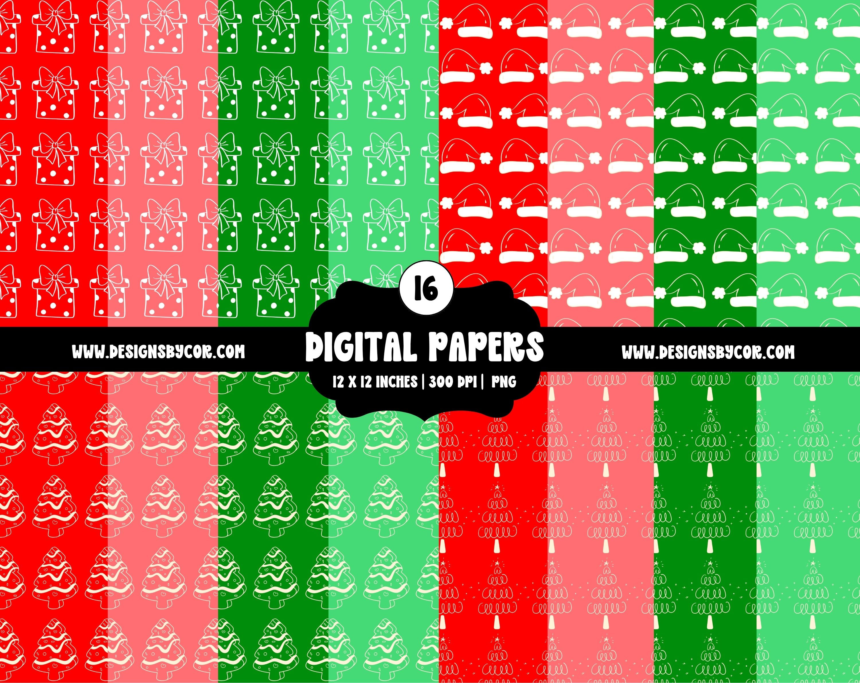 Christmas Digital Paper | Design Elements And Clipart | Digital Download