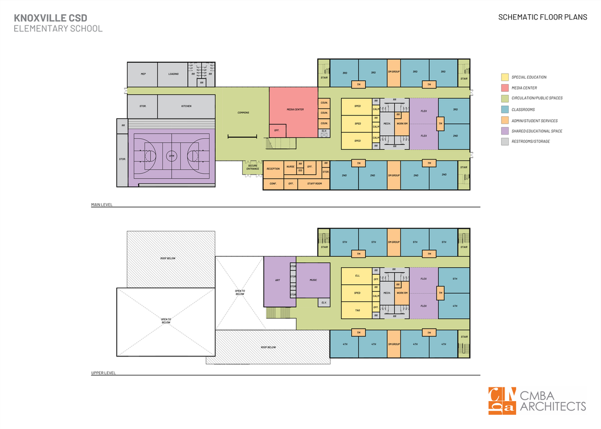 A map showing the interior layout of the proposed elementary in the Veterans District.