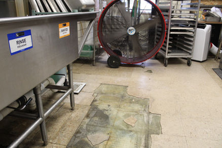 A large fan in the kitchen at Northstar Elementary School.
