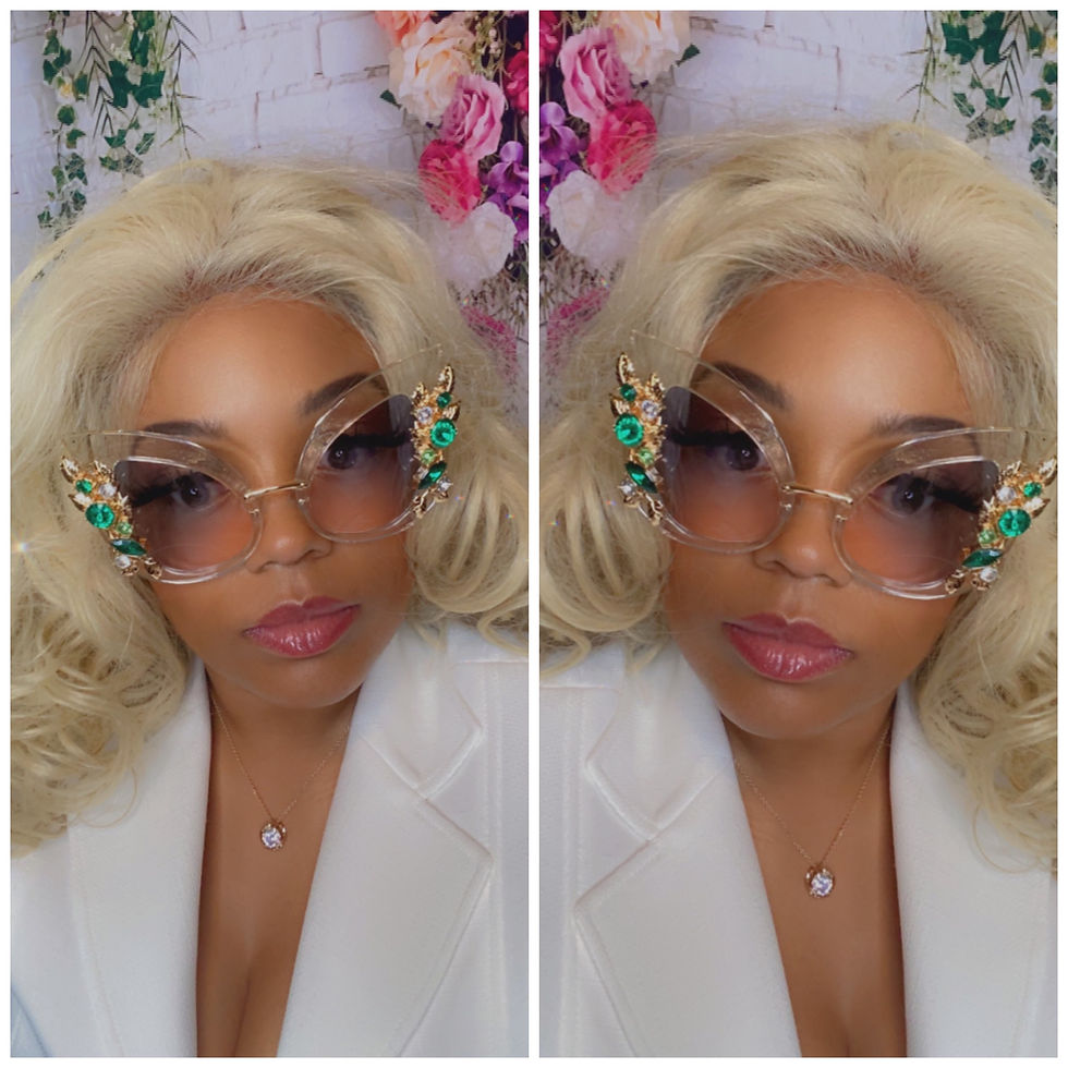 Thumbnail: Deep red cat eye gold embellished emerald rhinestone designer dupe sunglasses 