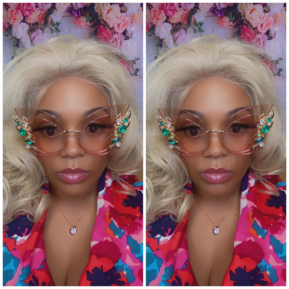 Thumbnail: Blue cat eye gold embellished emerald Rhinestone designer dupe sunglasses 